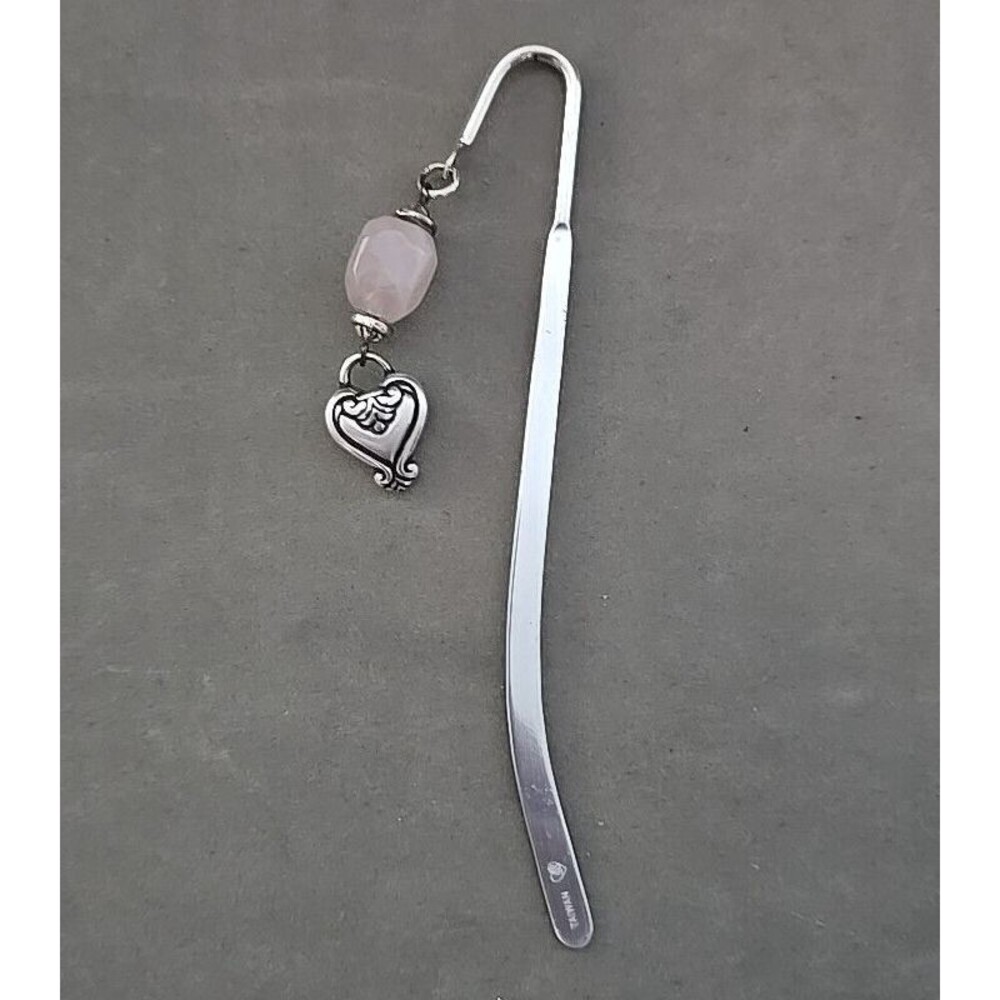 Brighton Blaire Pink Bead Brushed Silver Heart Book Mark - Picture 2 of 5
